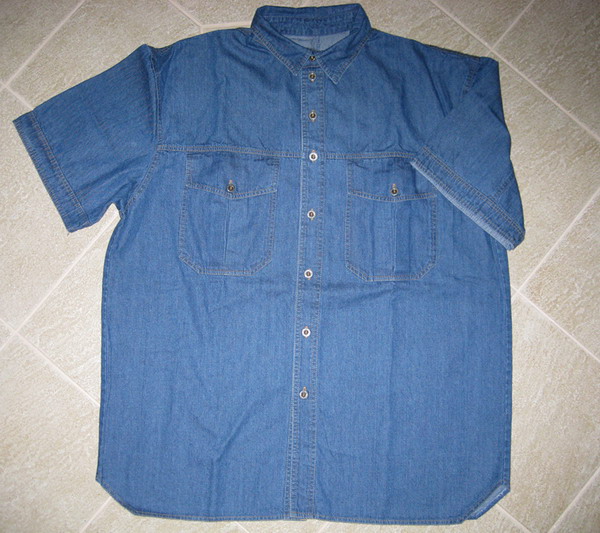 Pánská košile s krátkým - Nadměrná pánská košile s krátkým rukávem z letního košilového denimu